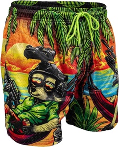 Pantalones Cortos de Malla para Hombre, 100% Poliéster, Estilo Urbano, Cintura Media, Transpirables, de Secado Rápido, con Estampado Sublimado y Bolsillos con Cremallera - Product Image 2