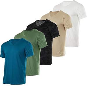 Conjunto de 5 piezas con cuello en V Dry-Fit que absorbe la humedad Rendimiento deportivo Camiseta de manga corta personalizada con tu texto o logotipo estampado para hombres - Product Image 5