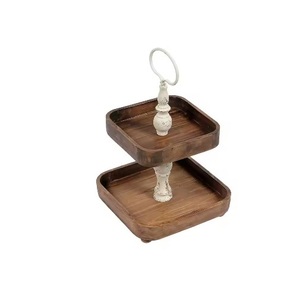 Elegant Natural <b>Wood</b> Cake <b>Stand</b> High Quality Luxury Ins Style Customized Royal Design Bakers Dessert Decor Square Custom Number - Product Image 1