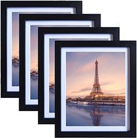 Cadre photo rustique noir HuaJia en bois 8x10 pour affichage mural ou sur table, avec passe-partout, léger, moderne, très vendu