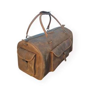 Sacs de voyage vintage en cuir véritable Crazy Horse pour hommes et femmes, grande taille, multi-poches, poignée supérieure, fermeture éclair, week-end - Product Image 3