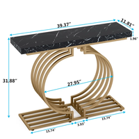 Table d'entrée avec dessus en marbre noir et pieds géométriques en métal doré à bas prix, dernière table console design tendance moderne