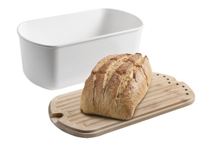 Contenitore per pane in melamina e bambù con coperchio/tagliere, 34x18x13cm. (Ibili 754410) - Product Image 1