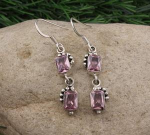 Boucles d'oreilles de style bohème plaqué argent sterling 925 massif à la mode améthyste pierre précieuse pierre naturelle lunette anniversaire approvisionnement - Product Image 6