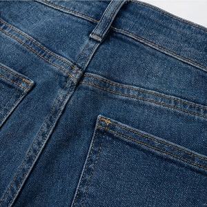 Jeans décontractés pour femmes, style américain, denim, taille haute, coupe skinny, droite, unie, respirante, douce, pour femmes de petite taille - Product Image 5