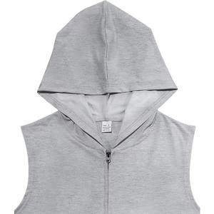 Vente en gros de vêtements d'entraînement sans manches avec fermeture éclair logo personnalisé grande taille polyester streetwear fitness t-shirt capuche style décontracté - Product Image 3