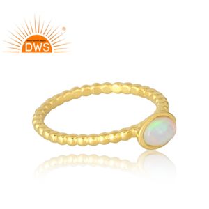 Latest Selling 925 Sterling <b>Silver</b> 18K Gold Plated Natural Ethiopian <b>Opal</b> Gemstone <b>Ring</b> Demi Fine Jewelry For Women Gift For Her - Product Image 4