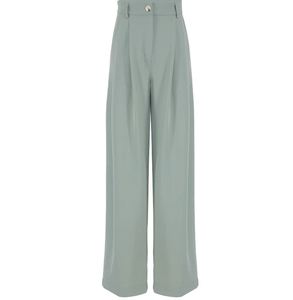 High Waist Wide Leg <b>Pants</b> Pleated Solid Color Crepe Fabric Minimalist Style Full Length Women's Trousers Spring Season - Product Image 1