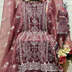 ชุดสตรีแบบซันตูน ชัลวาร์ กามีซ ผ้าออร์แกนซ่า ปักลายอินเดีย ดีไซน์หรูหราสง่างาม สำหรับทุกโอกาส งานเฉลิมฉลอง - Product Image 1