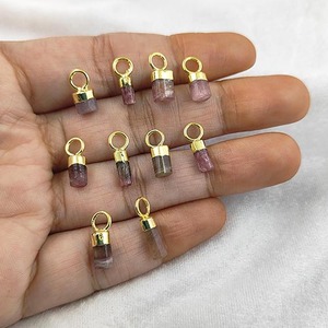 Colgante de turmalina Rosa natural, piedra preciosa Rosa cruda, forma de tubo, collar galvanizado de cobre y oro, proveedor mayorista de abalorios - Product Image 6