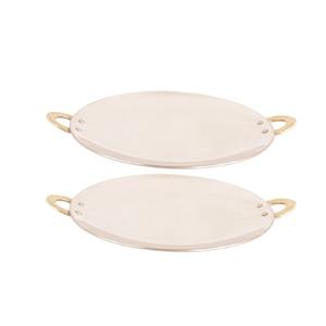 Plateau Tawa en cuivre en acier Offre Spéciale avec poignées en laiton Vaisselle de service au design martelé Article pour restaurants d'hôtel à domicile - Product Image 1