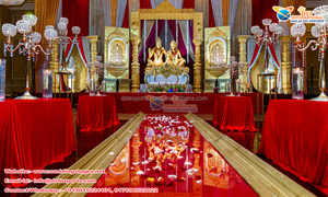 Grandeur scène de mariage avec piliers et panneaux décor de mariage sud-indien Inspire scène grand décor de scène pour les mariages sri-lankais - Product Image 2