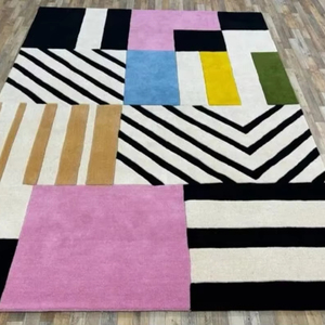 พรมขนสัตว์แบบโมเดิร์นปรับแต่งได้ทำมือเป็นกระจุกสำหรับห้องนั่งเล่นห้องนอนทำด้วยมือปูพรมขนาดตัวเลือกสีสำหรับสวดมนต์ออกกำลังกาย - Product Image 2
