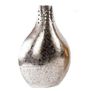 Axiom Home Accents Vase en métal nickelé martelé Pot de fleur décoratif fabriqué à la main pour la maison et la table comme jardinière - Product Image 5