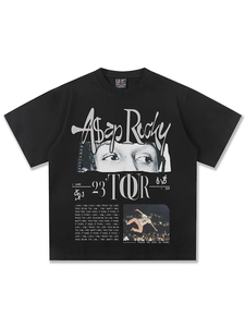 T-shirt ample à manches courtes, style streetwear uni, col rond, blanc pour homme, 100% coton, coupe dobby - Product Image 4