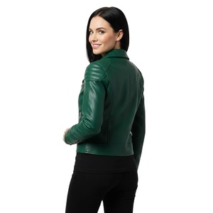 Veste de motard en cuir vert de qualité supérieure pour femmes, style moto personnalisé, vente en gros en vrac, fabricant direct d'usine, service OEM - Product Image 1