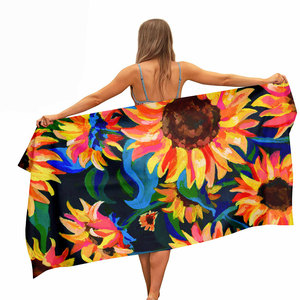 Toalla de playa de microfibra de flores coloridas con impresión Digital portátil de secado rápido sin arena de sublimación de alta calidad con bolsa - Product Image 5