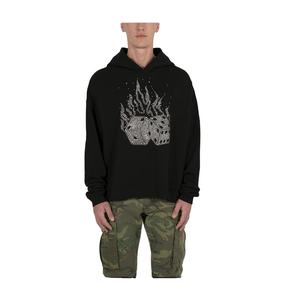 Sweat à capuche en coton molletonné unisexe personnalisé avec fermeture éclair de haute qualité tissu français pour strass impression bouffante longue saison d'hiver solide cousu - Product Image 1