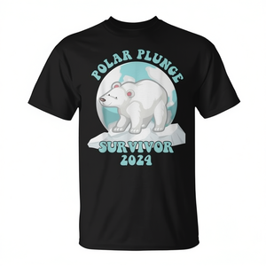 T-shirt promotionnel pour couple 2024 : Design « Lovelorn Polar Bear Survivor Plunge » pour hommes et femmes - Product Image 3