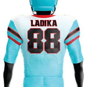 Uniforme de football américain pour hommes sublimé personnalisé respirant 100% polyester vert de mer matériel d'équipe sergé pantalon de maillot court - Product Image 3