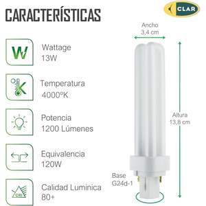 Bombilla Fluorescente de Ahorro de Energía Gemini D 18W G24d-2 - Product Image 2