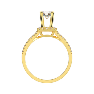 แหวน10K สีเหลืองทองสดใสพลอย CZ หินสี่-กรงเล็บสองช่องหินด้านดีเครื่องประดับ Calista คลาสสิกสูง - Product Image 4