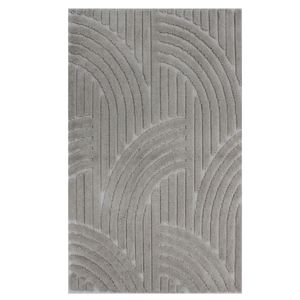 Tapis de bain et de douche Perla 70x120cm en jacquard abstrait teint en fil beige, production sur mesure - Fabriqué en Turquie - Product Image 3