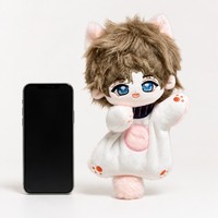 Peluche personnalisée mignonne en forme d'oreilles de chat, jouet en coton doux, col rayé marine, cadeau de collection