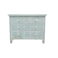 Commode vintage en incrustation d'os de style marocain à motifs complexes fabriqués à la main pour le mobilier de maison ou d'école