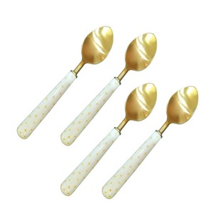 Juego de Cubiertos de metal inoxidable ecológico de lujo personalizable, mango de agarre rojo chapado en oro, increíble nuevo cubertería dorada - Product Image 4