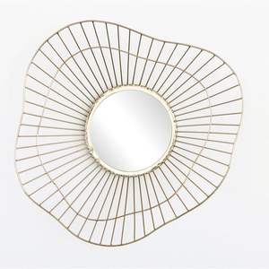 Miroir mural géométrique décoratif en métal avec cadre moderne et artistique pour bureau à domicile contemporain et intérieurs de luxe - Product Image 6