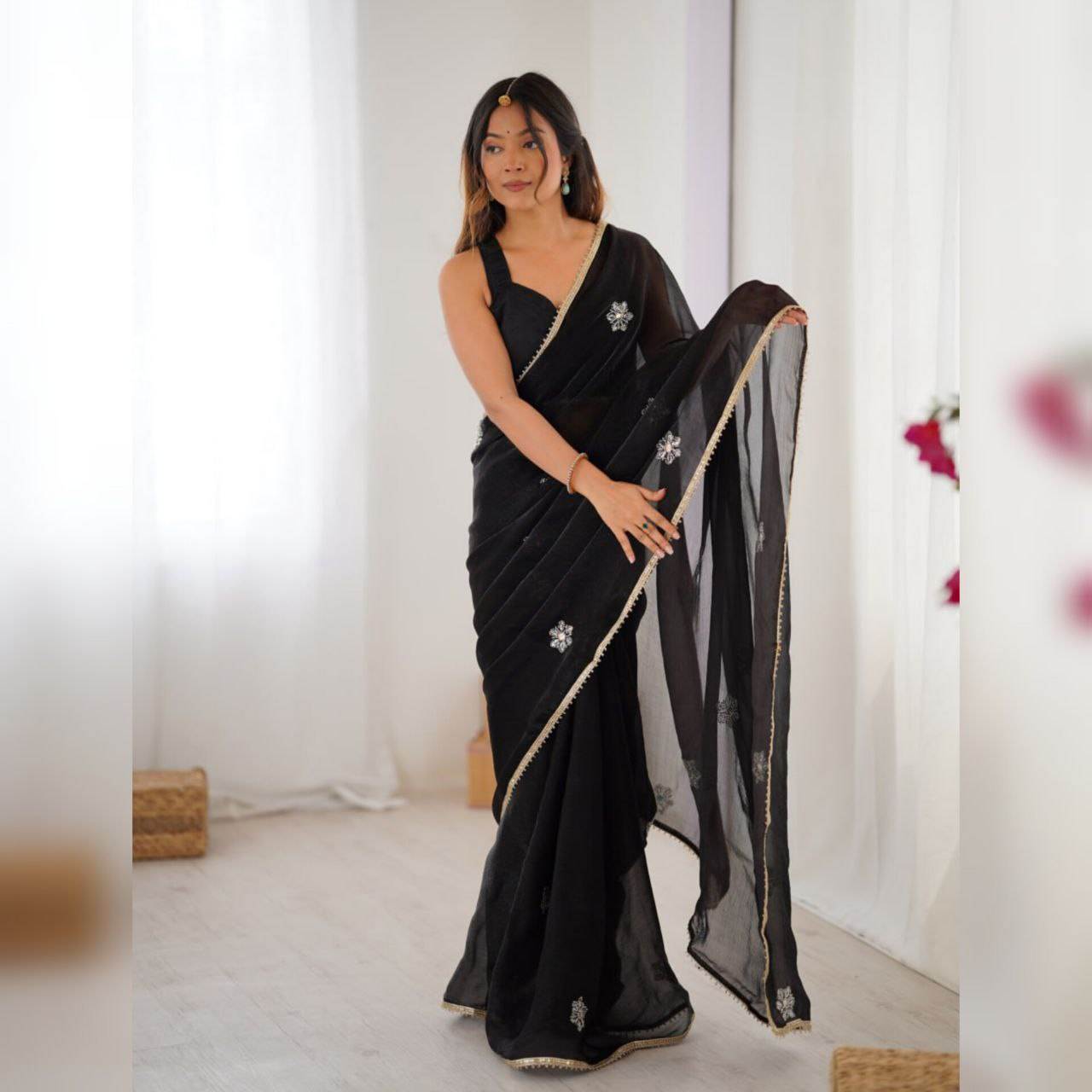 Black Saree Blouse Design - Back Neck Trend 2025, image size:1280x1280