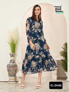 Las mujeres más hermosas usan ropa de fiesta elegante Faux Georgette Fancy Kurtis con trabajo de impresión digital La mayoría de las ventas Beautiful Kurtis - Product Image 2
