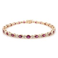 Stunning <strong>Best</strong> Quality 100% Natural Round Cut Ruby <strong>Diamond</strong> <strong>Tennis</strong> <strong>Bracelet</strong> 18k Solid Yellow Gold Trendy Wedding Jewelry for Women