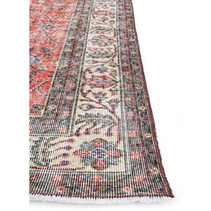 Tapis en laine noué à la main vintage grande surface Pae-2042, motif floral rouge-orange, pour salon, couloir, chambre d'adolescent, rectangulaire - Product Image 4