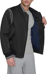 Chaqueta de bombardero universitaria de poliéster 100% ligera para hombre, chaqueta de béisbol universitaria con cuello levantado y cremallera frontal central con 2 cremalleras inferiores - Product Image 5