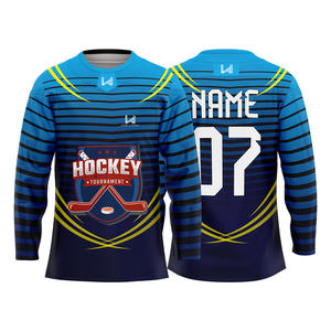 Maillots de hockey sur glace personnalisés imprimés par transfert thermique 100% polyester Adultes Unisexe Quatre directions extensibles Respirant Évacuation de l'humidité - Product Image 1