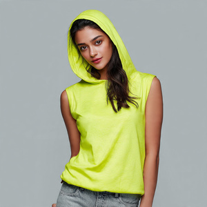 Camiseta sin Mangas Ajustada con Capucha para Mujer, para Gimnasio, Fitness, Yoga, Ejercicio, Top Deportivo, Sudadera con Capucha para Mujer - Product Image 1