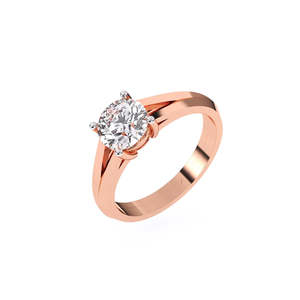 Anillo Solitario de Diamante Cultivado en Laboratorio con Corte Redondo y Tallo Dividido de Lujo, 1.04 Ct, en Oro Amarillo, Blanco y Rosa de 9K - Product Image 3
