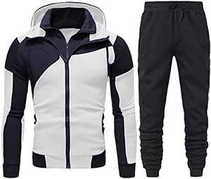 Conjunto Deportivo de Invierno para Hombre, con Capucha, Color Sólido, Dos Piezas, Manga Larga, para Gimnasio, Entrenamiento y Running - Product Image 1