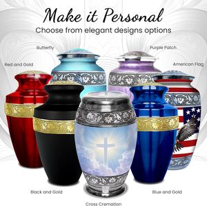 Set of Cross Decorative Funeral <b>Urns</b> for Ashes Adult Male & Female Includes 1 <b>Large</b> <b>Urn</b> & 1 Necklace for Ashes - Product Image 5