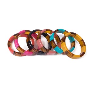 Nouveaux Bracelets Joncs en Résine Acrylique Géométrique de Qualité Supérieure, Motif Damier Coloré, Bijoux de Mode Unisexe, Cadeau pour Femme, Idéal pour les Fêtes - Product Image 4