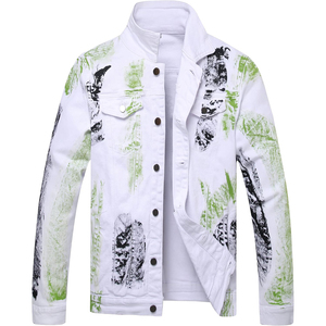 Chaqueta Vaquera Estampada para Invierno, Abrigo Casual Duradero hasta la Cadera, Estilo Urbano Desgastado, Transpirable, para Uso Formal y Urbano - Product Image 1