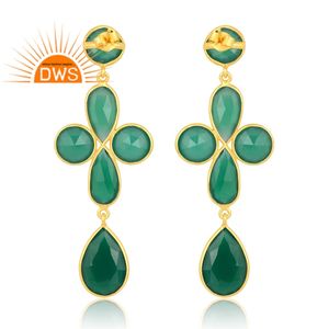 Pendiente colgante de ónix verde Natural chapado en oro de 18 quilates de plata de ley de la mejor calidad, joyería fina Demi para mujer, regalo para ella - Product Image 4