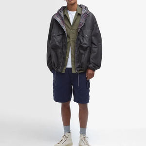 Nailon 100% personalizado impermeable transpirable ropa de calle lona encerada pesada construcción aislada con capucha Vintage Distress Front - Product Image 2