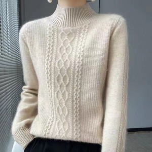 Nouveau 2025 mode haute qualité en gros décontracté non tissé couleur unie col rond automne hiver pull ample pour les femmes - Product Image 6