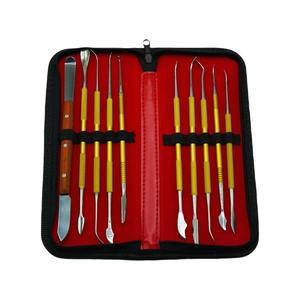 ชุดเครื่องมือแกะสลักขี้ผึ้งทางทันตกรรม 10 ชิ้น สแตนเลส สีน้ำเงินทอง สำหรับทำแบบจำลองฟันปลอม ขึ้นรูปขี้ผึ้ง ชุดอุปกรณ์สำหรับคลินิกทันตกรรม - Product Image 3