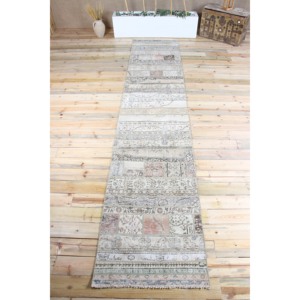 Tapis de couloir turc 2,8x13,8 pieds, tapis vintage, tapis floral marron patchwork - Product Image 1