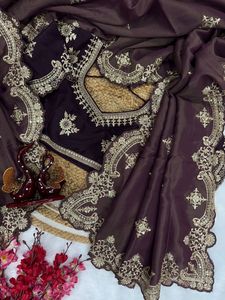 Nouveau élégant doux cuivre or soie Zari broderie Saree femme fabricant de mode et exportateur au taux le plus bas - Product Image 5