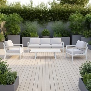 Ensemble d'extérieur en aluminium IMPERIA 5 places blanc pour meubles de patio Amicasa - Product Image 3